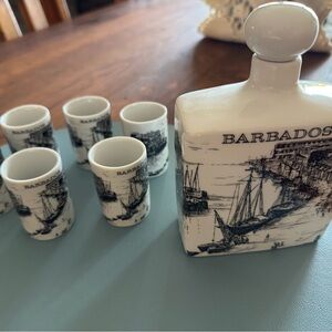Barbados Ceramic Decanter and Shot Glass Set